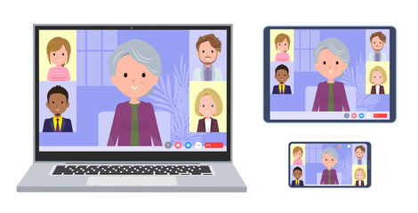 flat type Purple clothes grandma_online-meeting-gadget