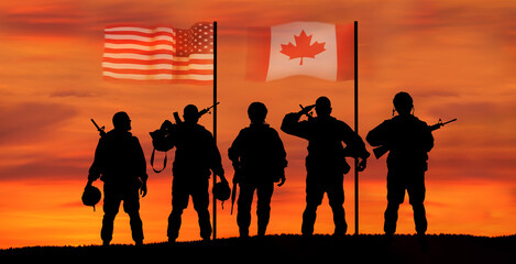 Canada and USA NATO alliance. Concept - patriotism, honor .