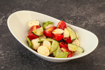Salad with vegetables and mozzarlla