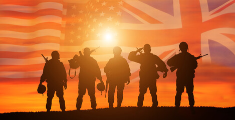 Fototapeta na wymiar GB and USA NATO alliance. Concept - patriotism, honor .