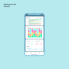 Mobile dashboard. New report. Graphs, charts. Business exam. EPS10