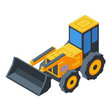 Construction machinery icon. Isometric of construction machinery vector icon for web design isolated on white background