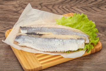 Herring fillet with salad leaves