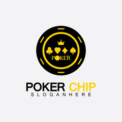 Casino chip icon, poker chip vector icon logo,Casino chips for poker or roulette.Vector illustration isolated on white background.