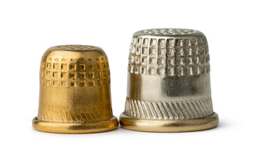 Metal sewing thimble isolated on white