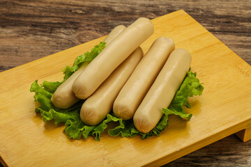 Chicken white sausage with salad