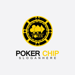 Casino chip icon, poker chip vector icon logo,Casino chips for poker or roulette.Vector illustration isolated on white background.