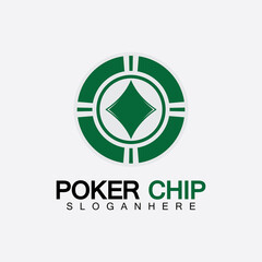 Casino chip icon, poker chip vector icon logo,Casino chips for poker or roulette.Vector illustration isolated on white background.