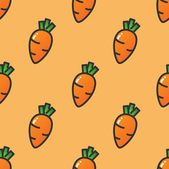 Vector colorful cute carrots seamless pattern background.