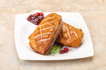 Roasted duck breast with sauce