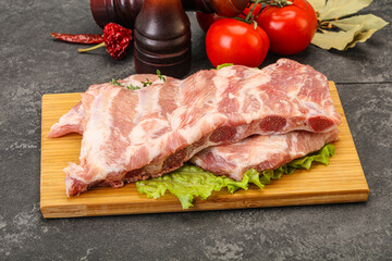 Raw pork ribs for cooking