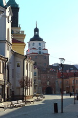 Poland. Lublin. Krakow Gate in the morning. - obrazy, fototapety, plakaty