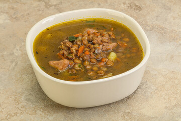 Lentil soup with chicken and vegetables