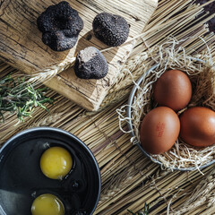 Obraz na płótnie Canvas eggs and truffle 