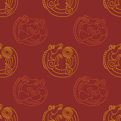 Fototapeta na wymiar Seamless pattern with ancient Scythian art and animal motifs for your project