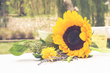 floral bouquet with large sunflower