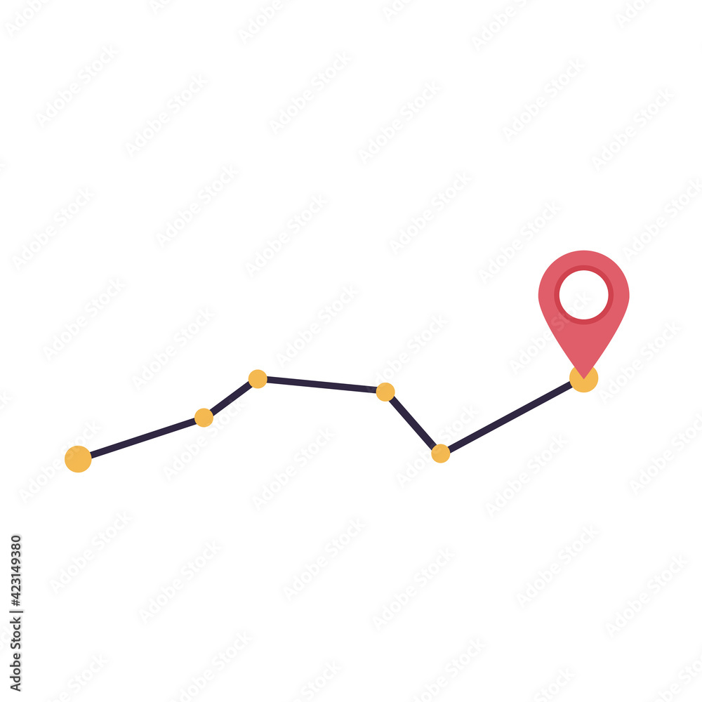 Wall mural plane track to point with dashed line way or air lines, airplane icon vector color editable