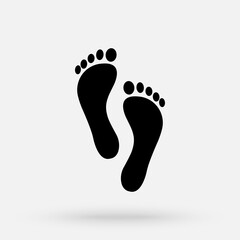 Fototapeta na wymiar Footprint icon. Bare feet print White foot icon black, stock illustration flat design style.