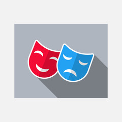 Comedy and tragedy masks. Simple modern icon design illustration.