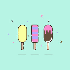 ice cream doodle, delicious ice cream illustration, ice cream cartoon