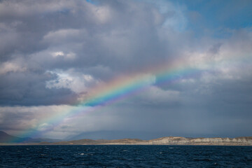 rainbow over the sea, beagle channel, patagonia, most southern city in the world, fin del mundo, argentia, south america