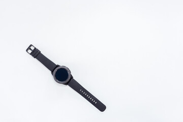 Top view Black watch isolated on white background