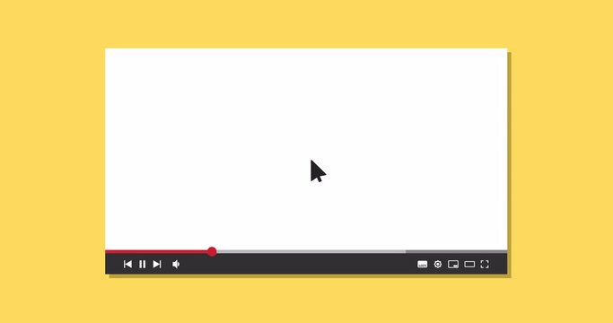 Animation of pressing pause or playing video player. Watching videos on the Internet. Layout of a modern media player. 4K animation with alpha channel
