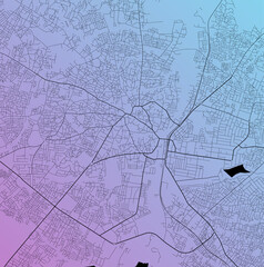 Ilorin, Kwara, Nigeria - Urban vector city map with parks, rail and roads, highways, minimalist town plan design poster, city center, downtown, transit network, street blueprint
