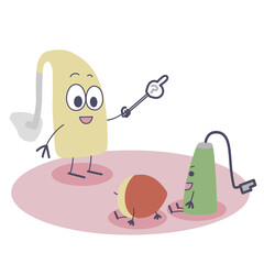 かわいい補聴器キャラクターが授業をしているイラスト