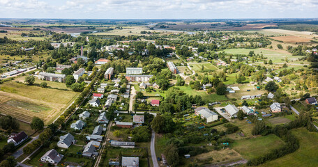 Aerial view of town Piltene, Latvia