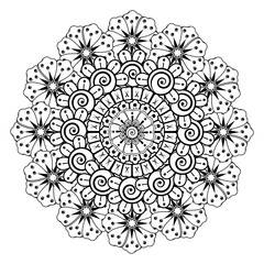 Circular pattern in the form of mandala with flower for henna, mehndi, tattoo, decoration. decorative ornament in ethnic oriental style. coloring book page.