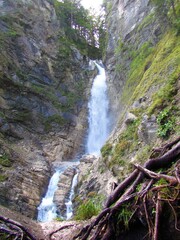 Fototapeta na wymiar Martuljek waterfall near Gozd martuljek in Julian alps and Triglav national park, Slovenia