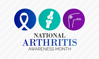 National Arthritis awareness month observed each year in May. it is a common condition that causes pain and inflammation in a joint. Arthritis affects people of all ages, including children. vector.