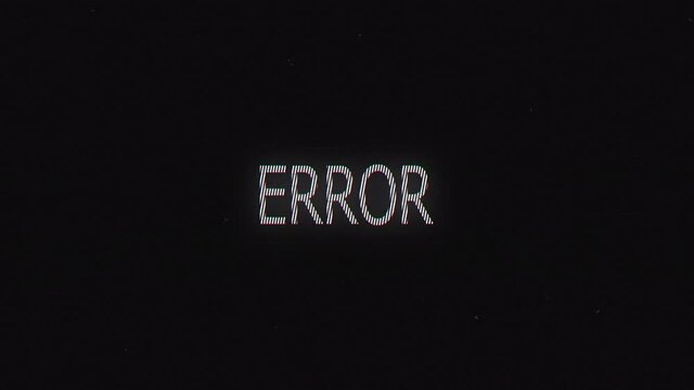 Looped Animation of an Error Text. System error. Glitch. No signal. Critical error message. Computer virus. Hacker attack. System damage. Page not found. Information Technology. IT.