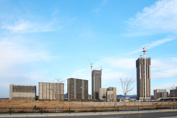 Fototapeta na wymiar 開発の進む福岡県福岡市のアイランドシティ　2021年3月