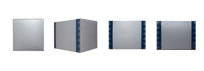 Obraz premium silver box mock-up isolated on white background. Blank packaging boxes