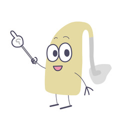 かわいい補聴器キャラクターがポイントを指しているイラスト