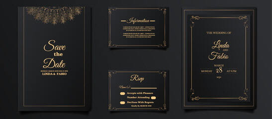 luxury wedding invitation card design set