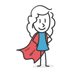 Super stick girl. Concept of an entrepreneurial and decisive girl who knows how to get what she wants