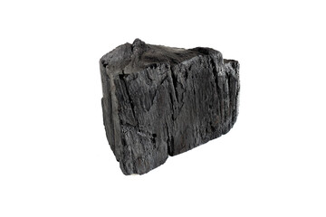 Black charcoal isolated on white background