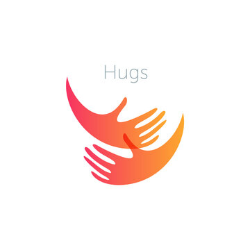 Human hugs support and love symbol pregnancy clinic logo donations logotype template crowdfunding sign applause icon or alms flat vector illustration