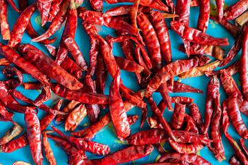Dried chilies in a tray