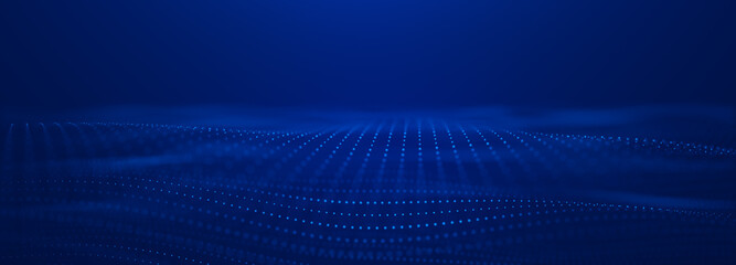 Digital technology wave. Big data connection line. Futuristic blue vector illustration. Big data. Low poly shape dots.