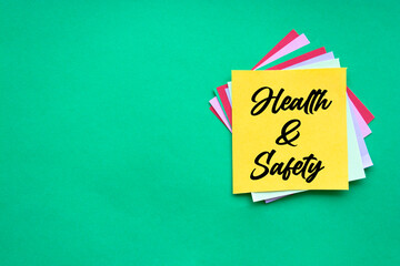 Text health and safety on the short note texture background