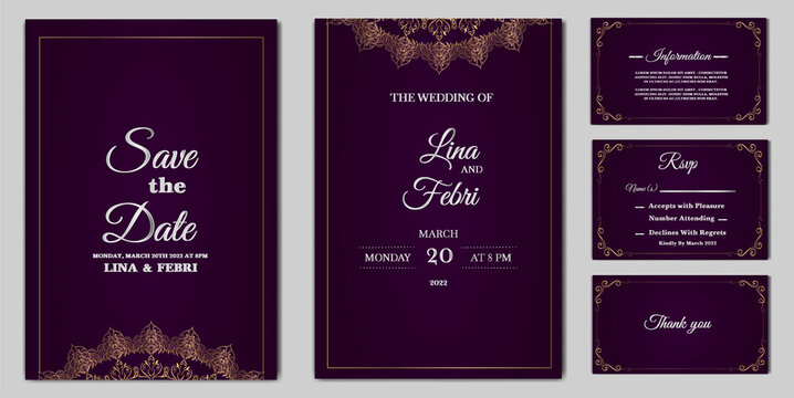Set collection beautifull luxury wedding invitation card template