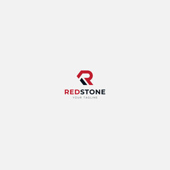 Simple R letter initial logo simple Red stone Home abstract