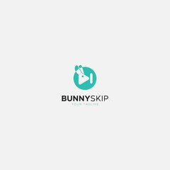 Bunny Skip media logo design vector play