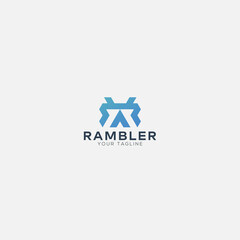 Ramble simple mountain symbol with letter R logo