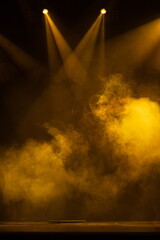 Theater and concert stage, colored smoke in stage light	