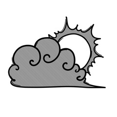 Sun and cloud doodle vector icon. Drawing sketch illustration hand drawn line eps10